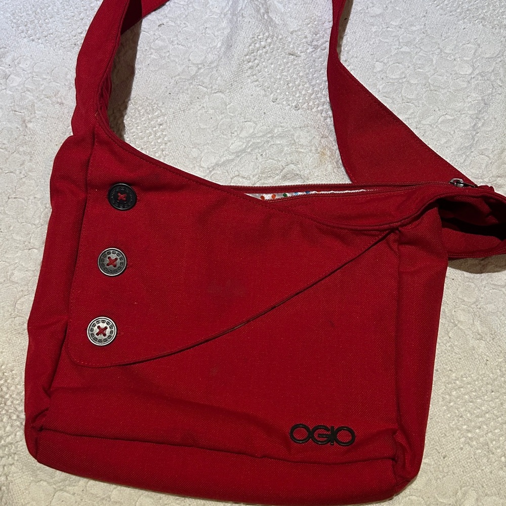 OGIO Red Crossbody Sling Bag with Accent Buttons